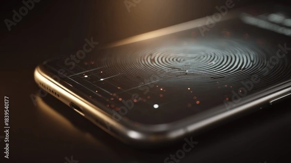 Fototapeta Smartphone screen displaying fingerprint