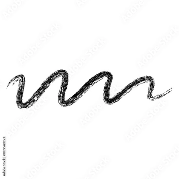 Obraz Hand drawn black wavy scribble brush stroke