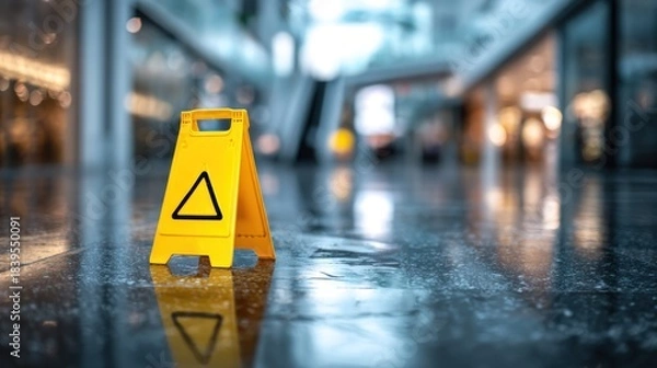 Fototapeta Wet floor caution sign
