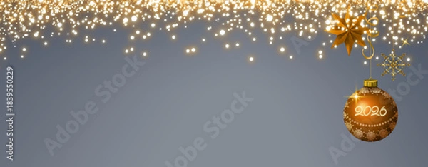 Obraz New Year's 2026 and Merry Christmas background with golden decoration.