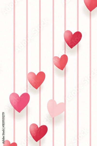 Obraz ガーリーなハート模様のテクスチャ　カード・包装紙に使える背景素材