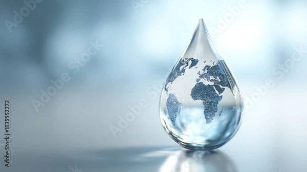 Fototapeta World map inside a water drop