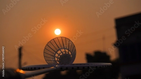 Obraz badminton racket golden sunset 