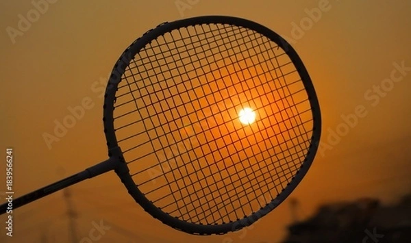 Obraz badminton golden sunset 