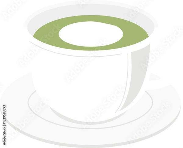 Obraz マグカップに入った温かい抹茶ラテ