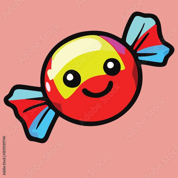 Obraz Cute smiling cartoon candy illustration.