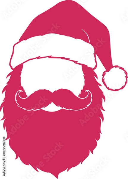 Obraz Santa Face Icon with Beard and Hat