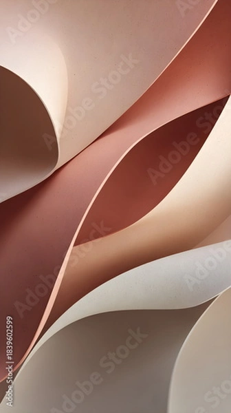 Obraz Minimalist folded paper 3D render in dusty pink and clay beige, soft matte background