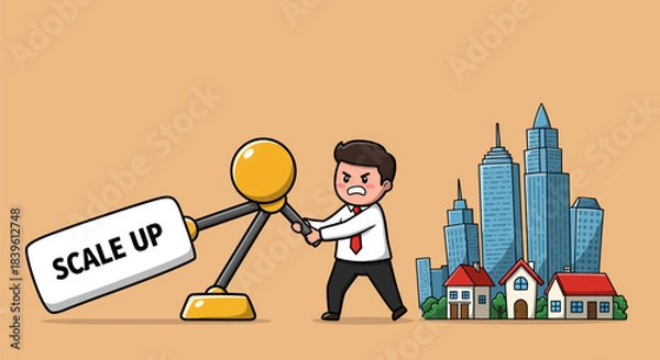 Fototapeta Scaling Up Business - A Determined Entrepreneurs Vision.