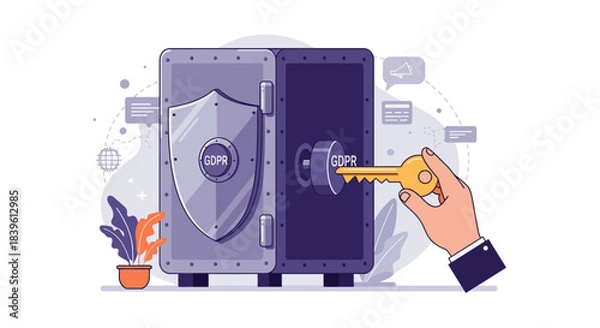 Fototapeta Secure Safe with Key - Protecting Valuable Assets and Data.