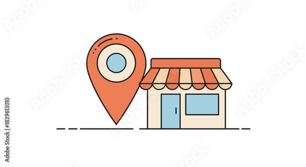 Fototapeta Shop location marker icon, business retail store location concept.