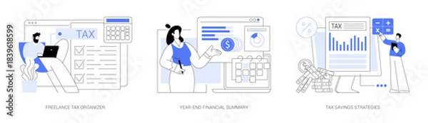 Obraz Freelancer Tax, Finance Essentials abstract concept vector illustrations.