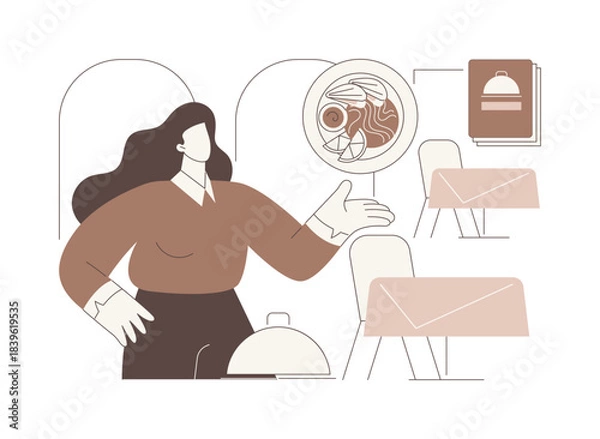 Obraz Restaurant hostess isolated cartoon vector illustrations.