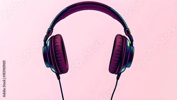Obraz headphones on pink background