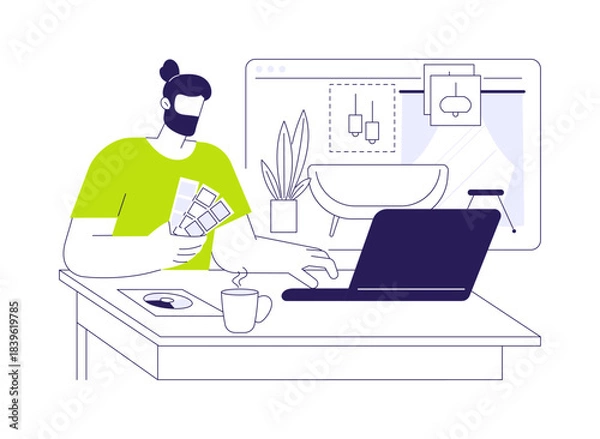 Obraz Interior design isolated cartoon vector illustrations.