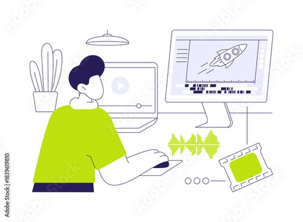 Obraz Video editing isolated cartoon vector illustrations.