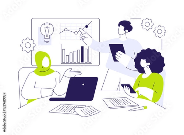 Obraz Teamwork abstract concept vector illustration.