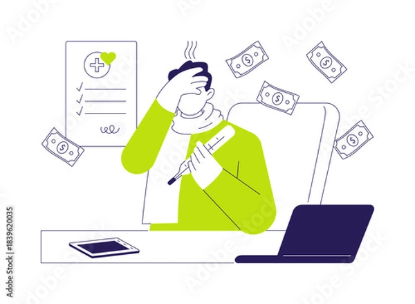 Obraz Paid sick leave abstract concept vector illustration.