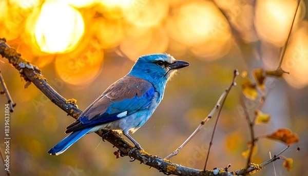 Obraz Vibrant bird perched at sunset