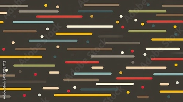 Fototapeta Colorful horizontal lines and dots create a modern abstract pattern.