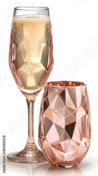 Fototapeta Intricately designed glassware combining crystal clarity with elegant metallic opal-inspired artistry