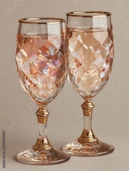 Fototapeta Modern yet classic golden glasses that merge artistry, opalescent texture, and timeless sophistication