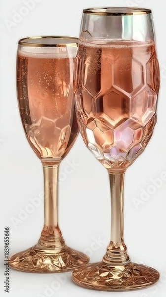 Fototapeta Luminous drinking glasses displaying intricate craftsmanship and serene pastel-golden gradients