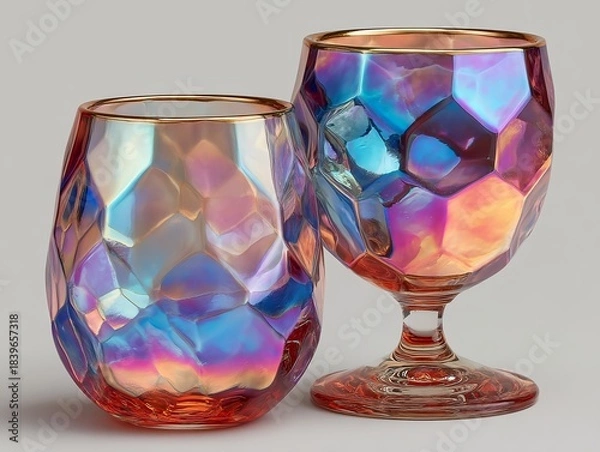 Fototapeta Delicate stemware adorned with mother-of-pearl mosaic and refined metallic details for timeless charm