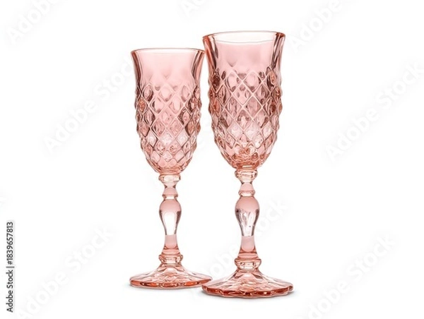 Fototapeta Luxurious crystal goblets featuring intricate gold patterns and opalescent facets glowing in harmony