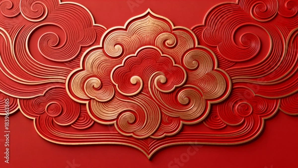 Obraz Chinese traditional auspicious cloud pattern background image
