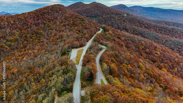 Obraz Aerial view of fall colors in the mountains