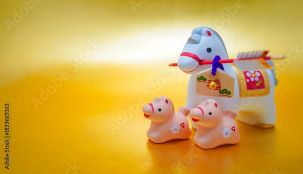 Obraz 午年のお正月素材（年賀状素材）