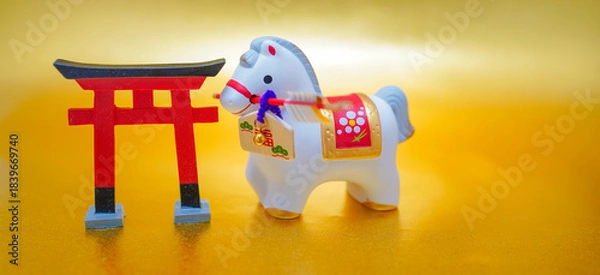 Obraz 午の守り馬と鳥居