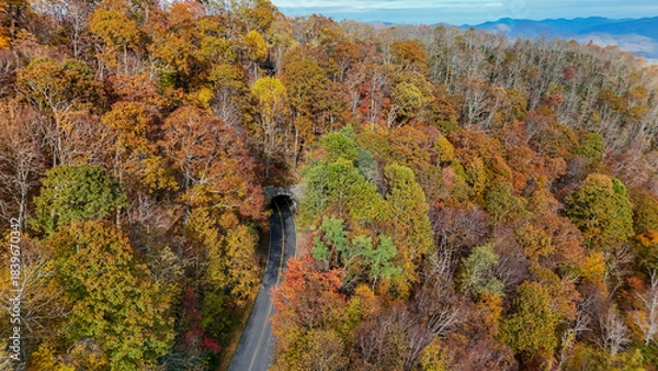 Obraz Aerial view of fall colors in the mountains
