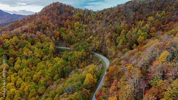 Obraz Aerial view of fall colors in the mountains