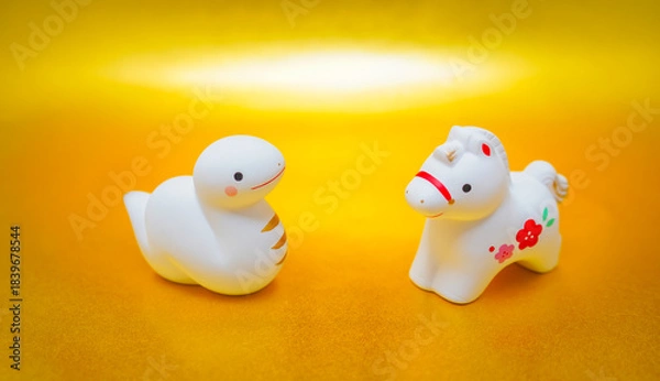 Obraz 向き合う巳と午の干支