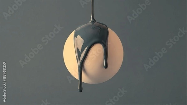 Fototapeta Dripping Liquid Over Circular Surface Abstract Graphic