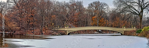 Obraz Bow bridge after light snow storm