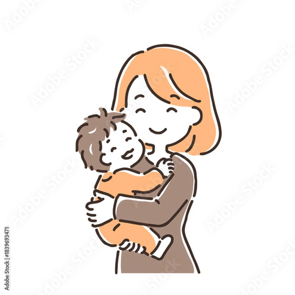 Fototapeta 抱っこされている赤ちゃんとにこにこ笑顔のお母さん