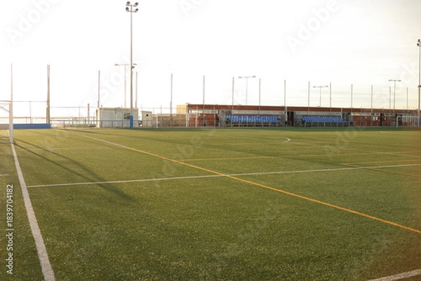 Obraz Soccer training pitch in daylight with empty field.
