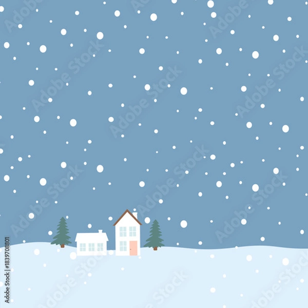 Fototapeta Snow Landscape Background with Pine Trees for Winter Cards and Decor