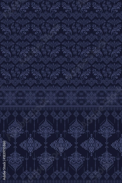 Obraz Tribal dark blue background Farblic pattern 