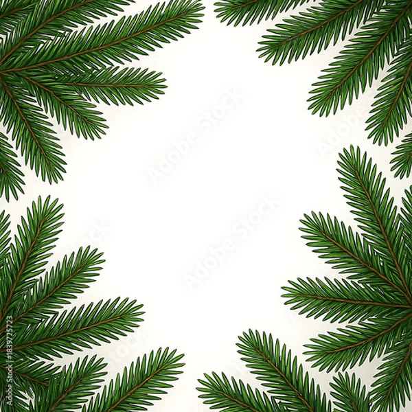 Obraz christmas tree branches frame on white Vector illustration