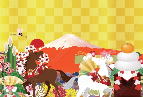 Obraz 午　年賀状　干支　背景