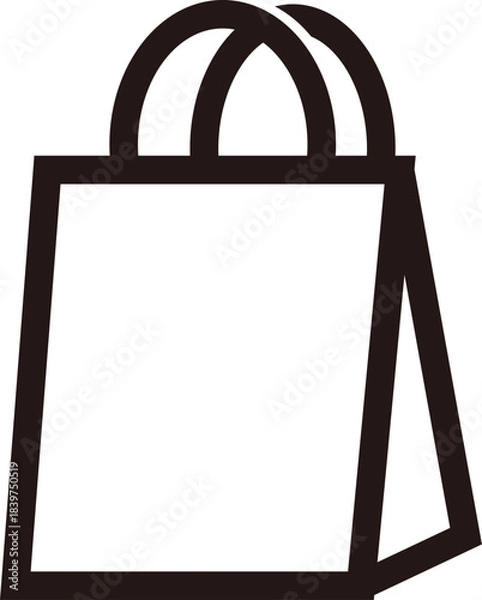 Obraz シンプルなショッピングバッグの線画アイコン