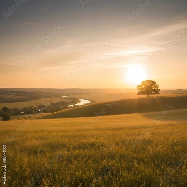 Obraz A winding river reflects the sun