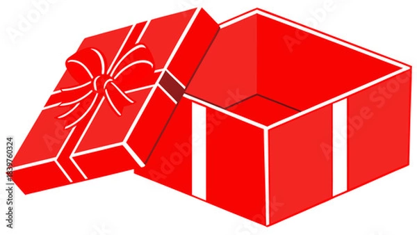 Fototapeta Shiny red gift box with an open front perfect for celebrations