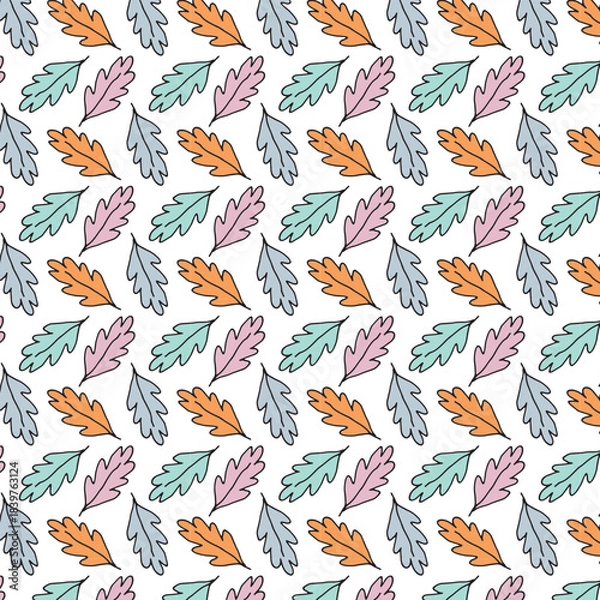 Obraz Colorful pastel leaves seamless pattern.