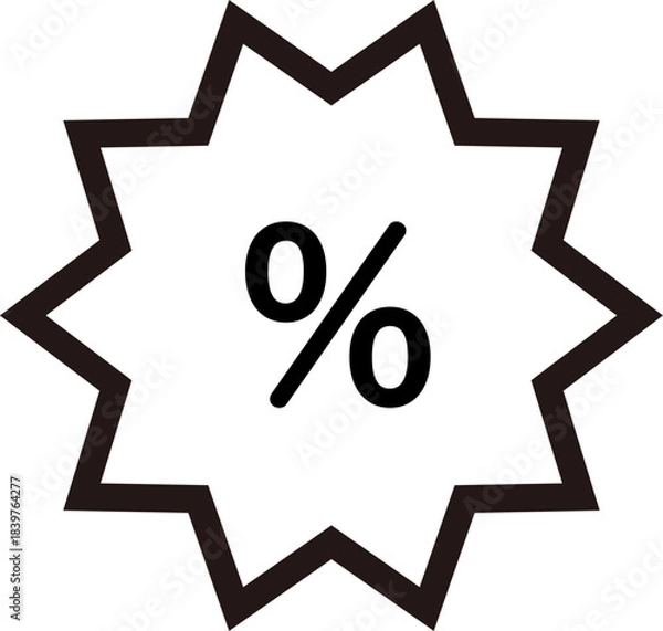 Obraz ギザギザ枠にパーセント記号を配置したセールアイコン