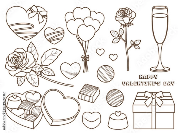 Fototapeta バレンタインの素材セットB-1